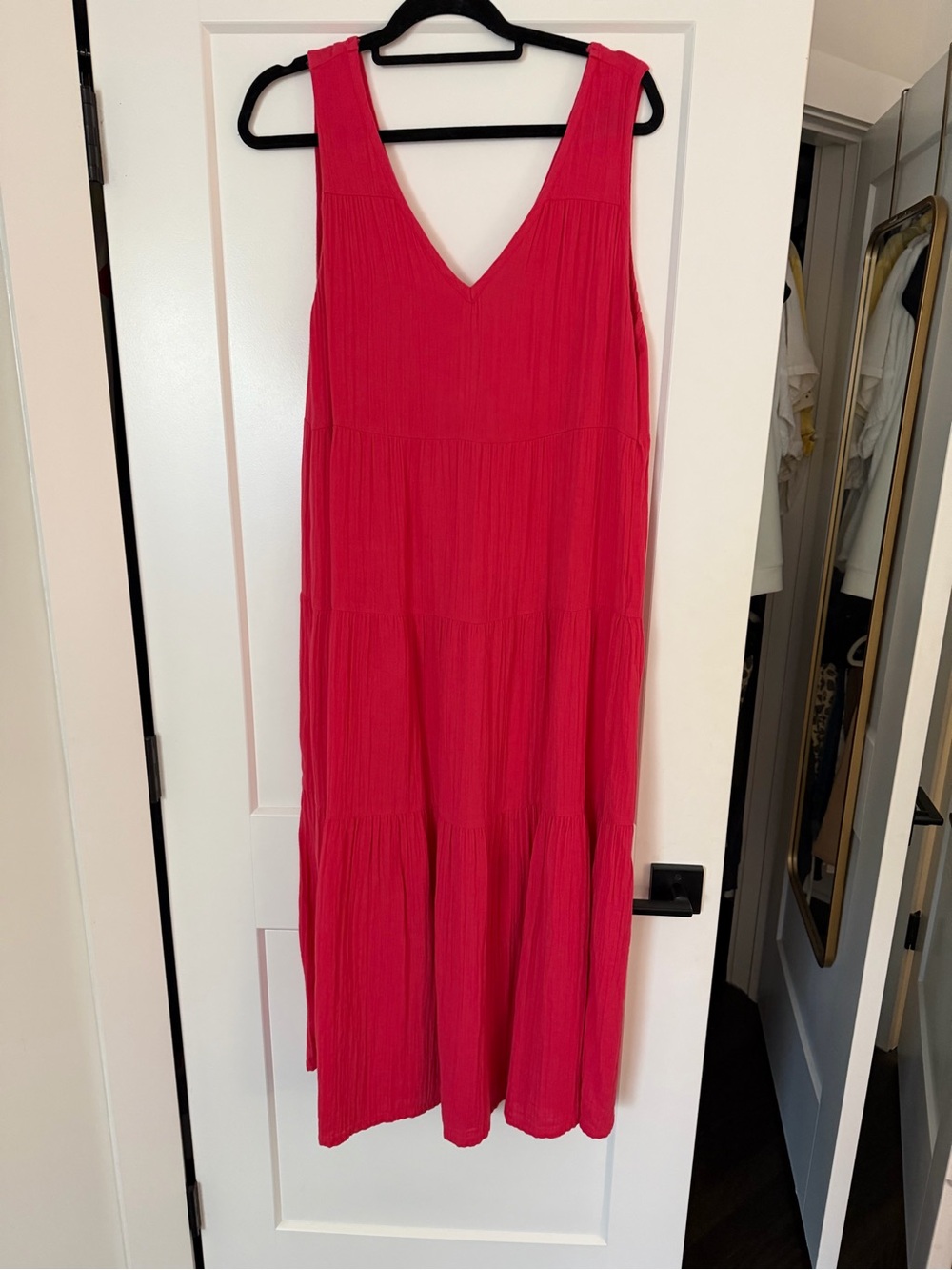 QUINCE V-Neck Tiered Maxi Dress - Pink